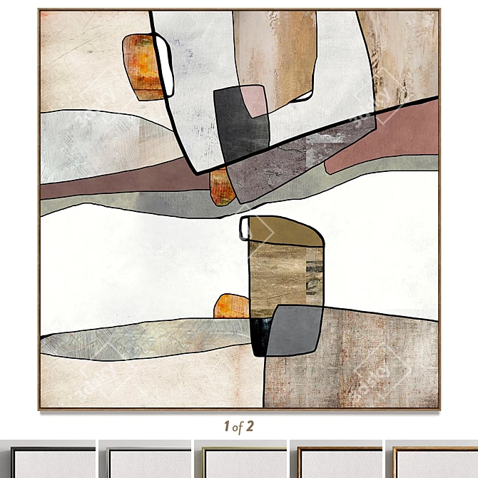 Texture Square Photo Frames Set 3D model image 1