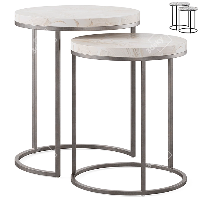 Sleek Argento Arielle Nesting Tables 3D model image 1