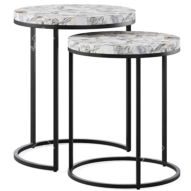Sleek Argento Arielle Nesting Tables 3D model image 2