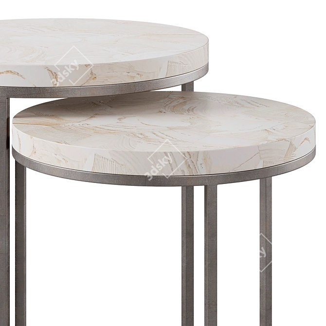 Sleek Argento Arielle Nesting Tables 3D model image 3