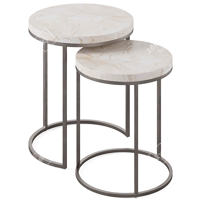 Sleek Argento Arielle Nesting Tables 3D model image 4