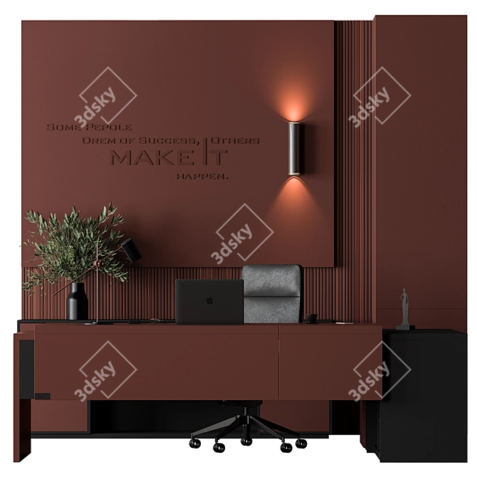 Executive Boss Desk - Classic Office Furniture 3D model image 1