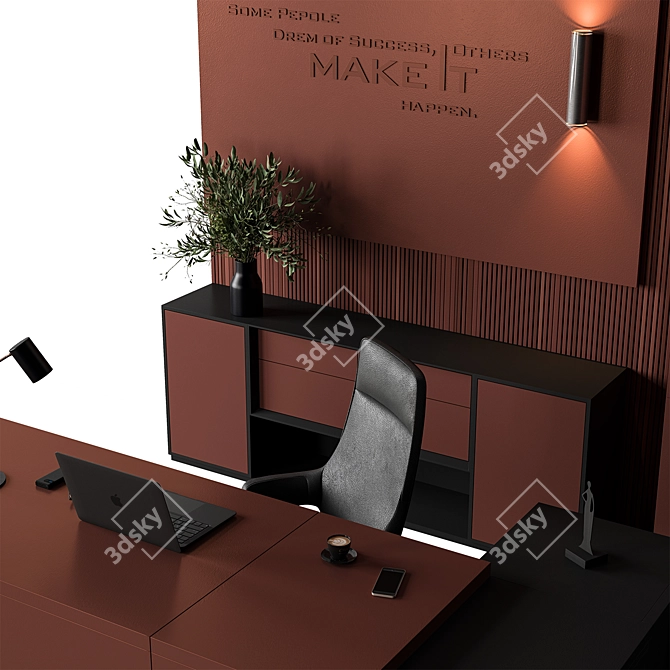 Executive Boss Desk - Classic Office Furniture 3D model image 2