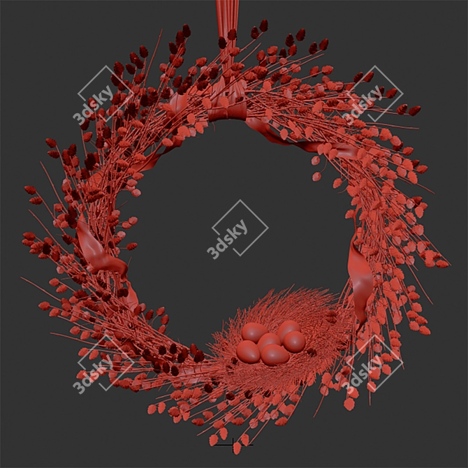 Wicker Willow Nest Wreath 3D model image 5