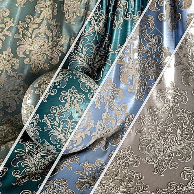 Damask Jacquard Brocade Fabric Set 3D model image 1