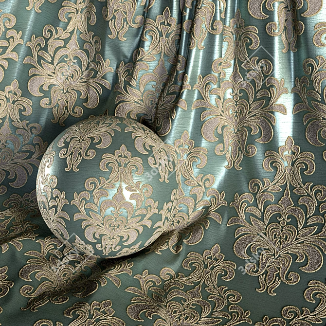 Damask Jacquard Brocade Fabric Set 3D model image 2