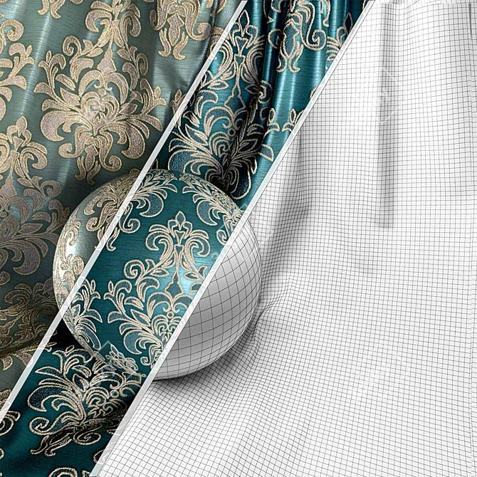 Damask Jacquard Brocade Fabric Set 3D model image 6