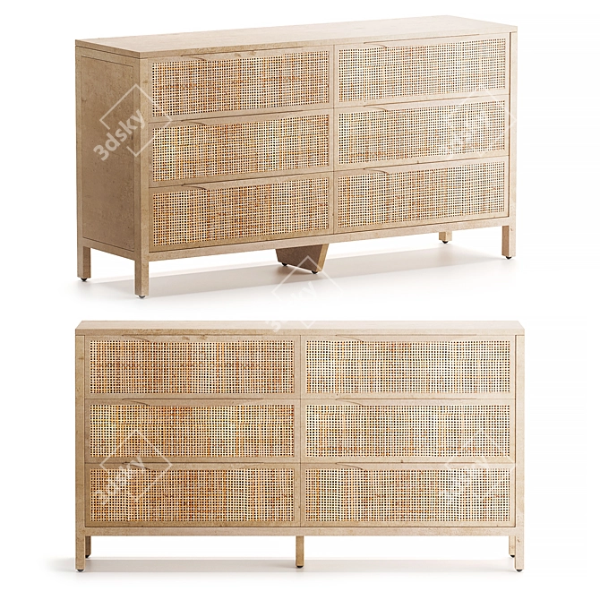 Contemporary Drawer Dresser by BD Studio 3D model image 2