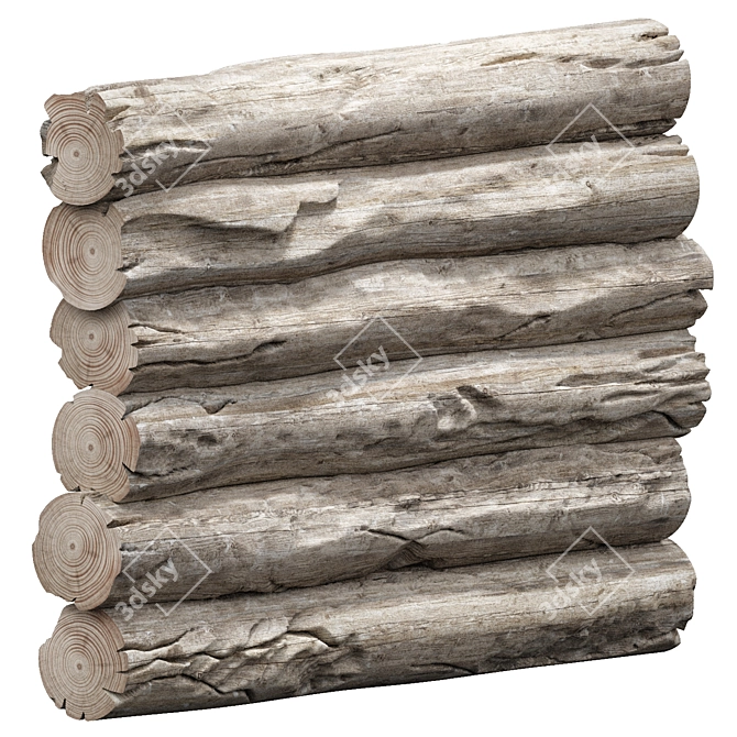 Rustic Wood Logs Set 16 3D model image 2