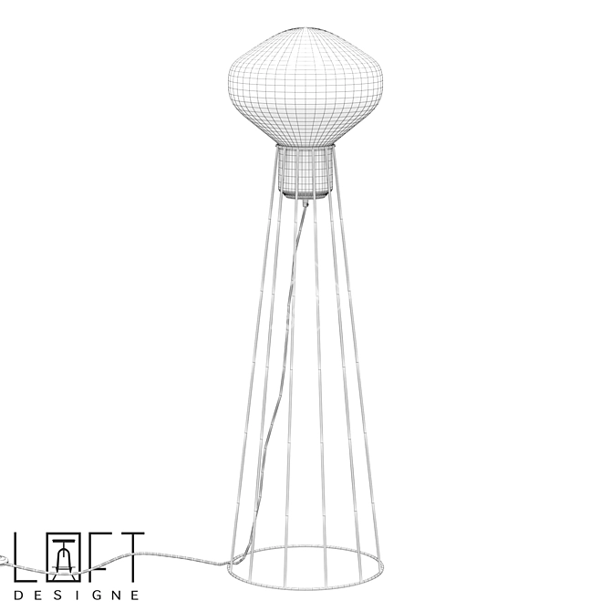 Metal Glass Floor Lamp 40W 3D model image 2