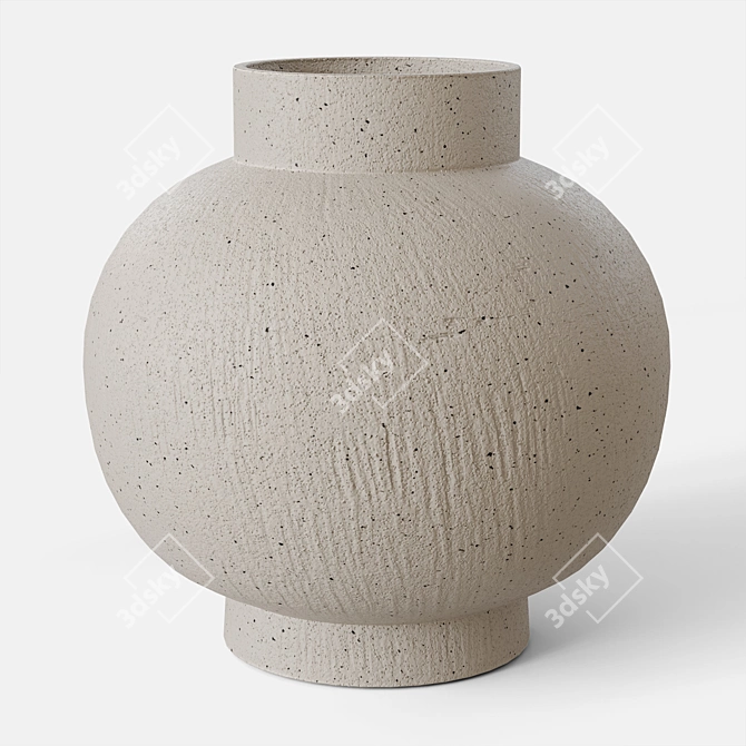 Textured Clay Vases Set 3D model image 2