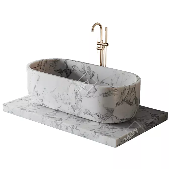 Luxury Marble Freestanding Bath Set 3D model image 3