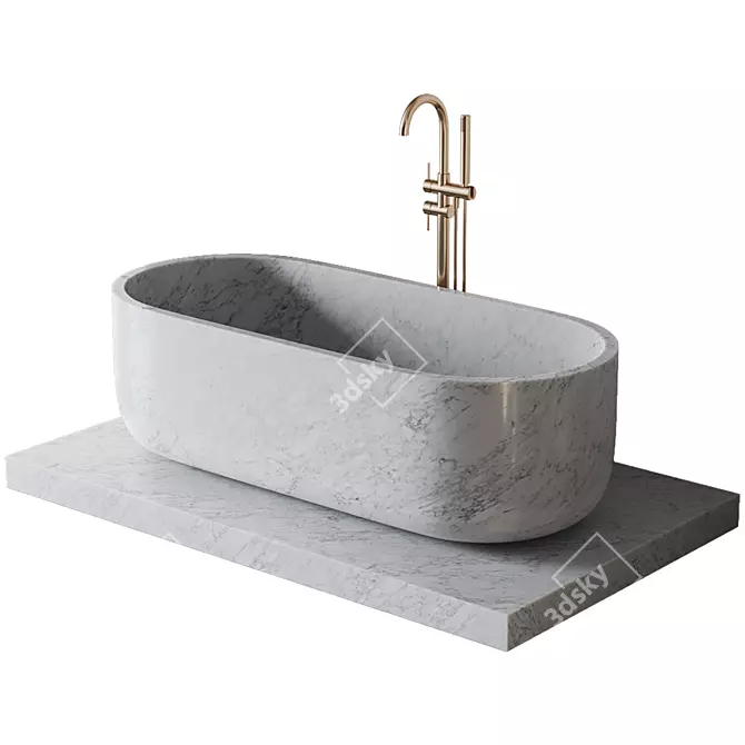 Luxury Marble Freestanding Bath Set 3D model image 4