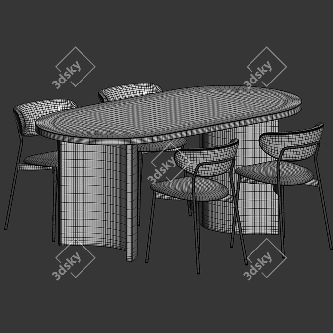 Scandinavian Dining Set 48 3D model image 3