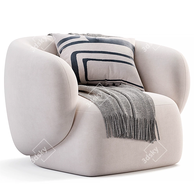 Modern Fabric Armchair Design Piece 3D model image 2