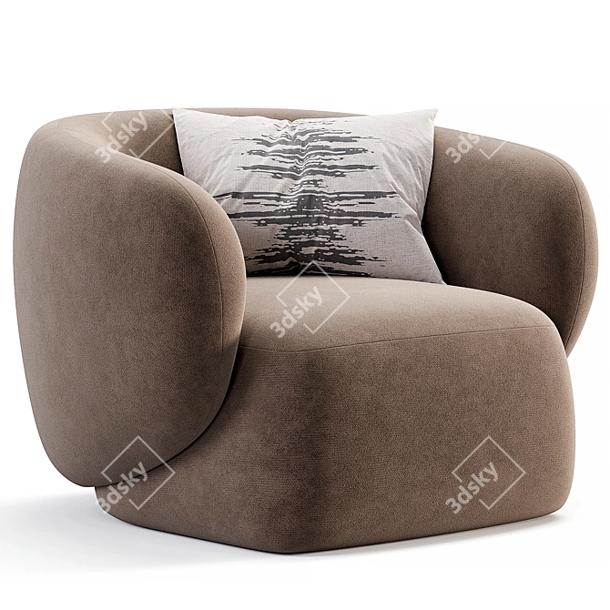 Modern Fabric Armchair Design Piece 3D model image 3