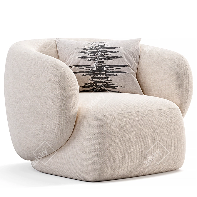 Modern Fabric Armchair Design Piece 3D model image 4