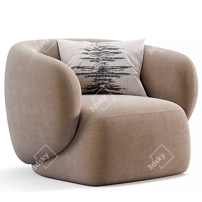 Modern Fabric Armchair Design Piece 3D model image 5