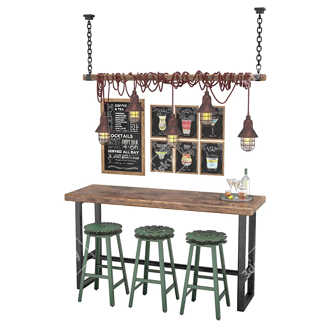 Modern Bar Furniture Set 3D model image 1