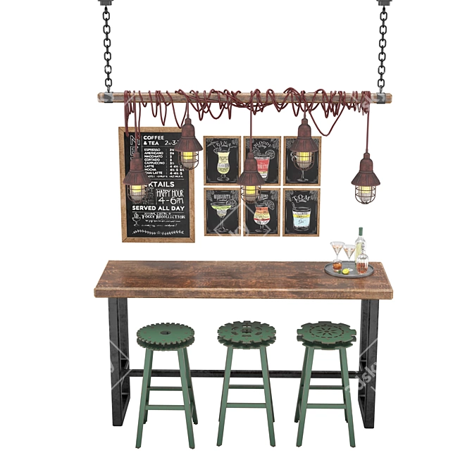 Modern Bar Furniture Set 3D model image 2