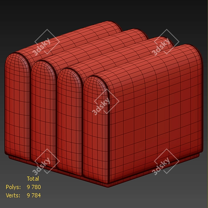 Color-Changing Velvet Pouf 3D model image 3