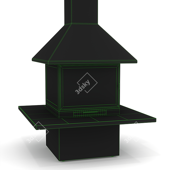 Cube Island Fireplace with Glass Doors 3D model image 5