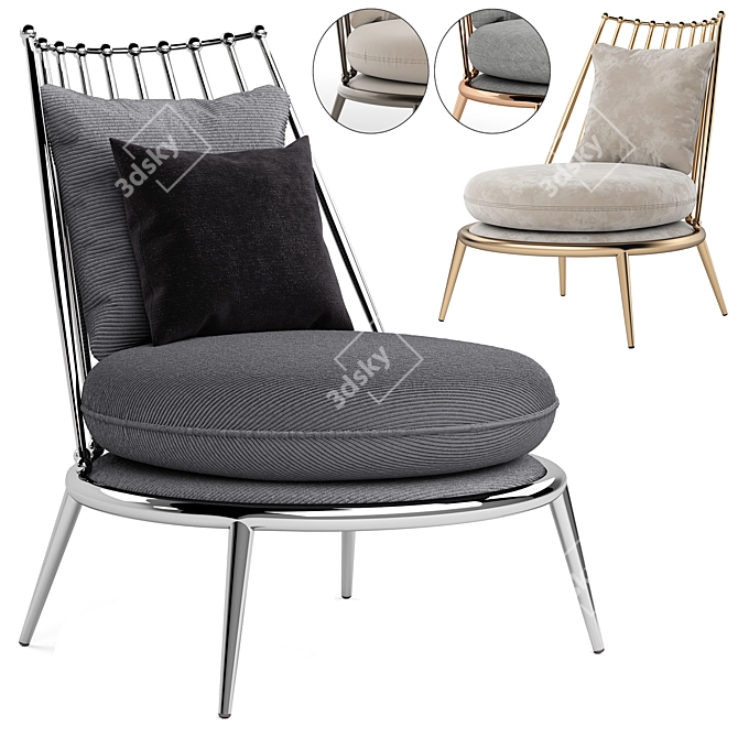 Elegant Aurora Iron Armchair, Cantori 3D model image 1
