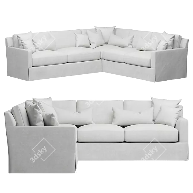 Chloe Slipcovered L-Sectional Sofa 3D model image 1