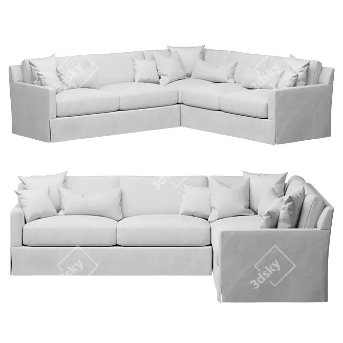 Chloe Slipcovered L-Sectional Sofa 3D model image 2