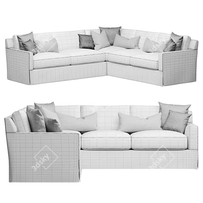 Chloe Slipcovered L-Sectional Sofa 3D model image 3