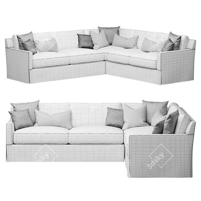 Chloe Slipcovered L-Sectional Sofa 3D model image 4