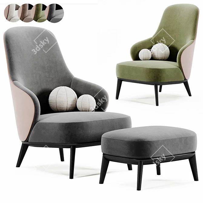 Minotti LESLIE Armchair: 2016 Collection 3D model image 3