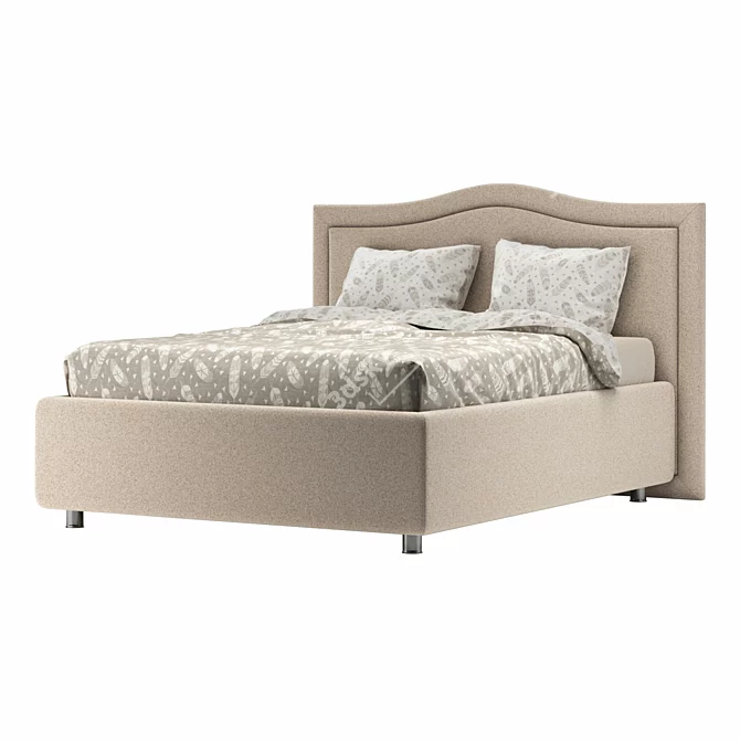 Elegant Vicensa Style Bed 3D model image 1