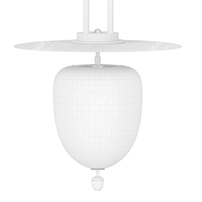 Opal & Clear Glass Bell Pendant 3D model image 4