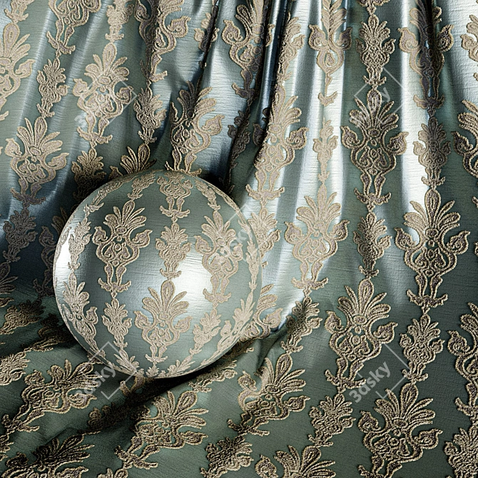 Damask Jacquard Brocade Fabric - 4 Color Themes 3D model image 2