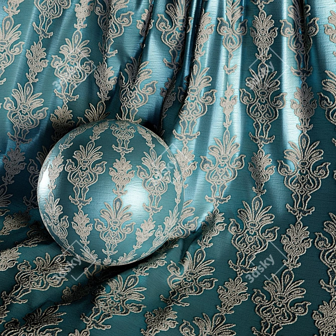 Damask Jacquard Brocade Fabric - 4 Color Themes 3D model image 3