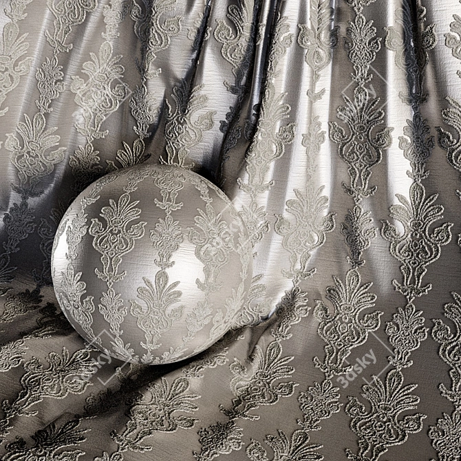 Damask Jacquard Brocade Fabric - 4 Color Themes 3D model image 5