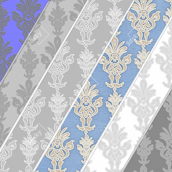 Damask Jacquard Brocade Fabric - 4 Color Themes 3D model image 7