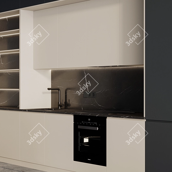 Modern Kitchen with Island & Miele Appliances 3D model image 3