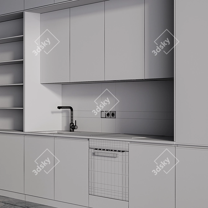 Modern Kitchen with Island & Miele Appliances 3D model image 5