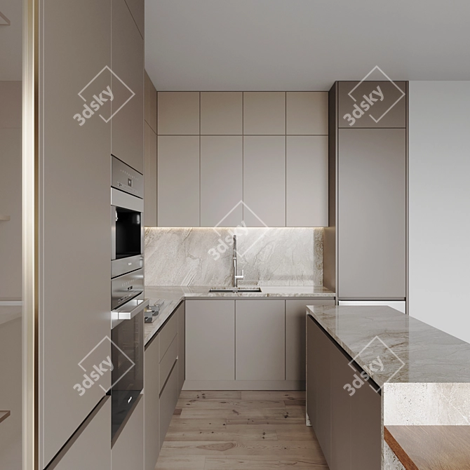 Modern Kitchen Design Set 3D model image 3