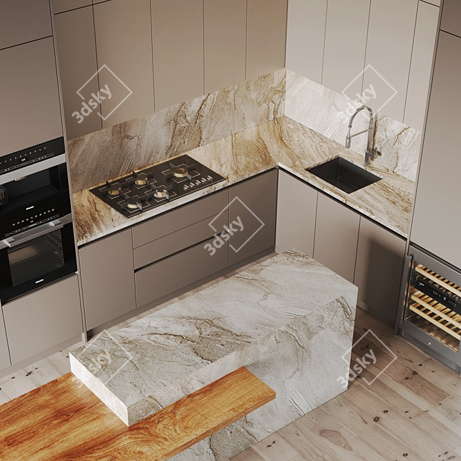 Modern Kitchen Design Set 3D model image 4