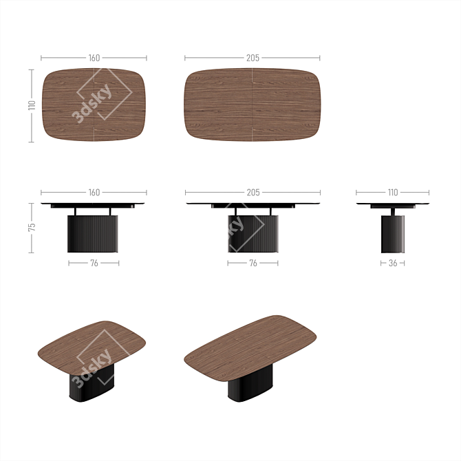 Velvet SL Extendable Dining Table 3D model image 5