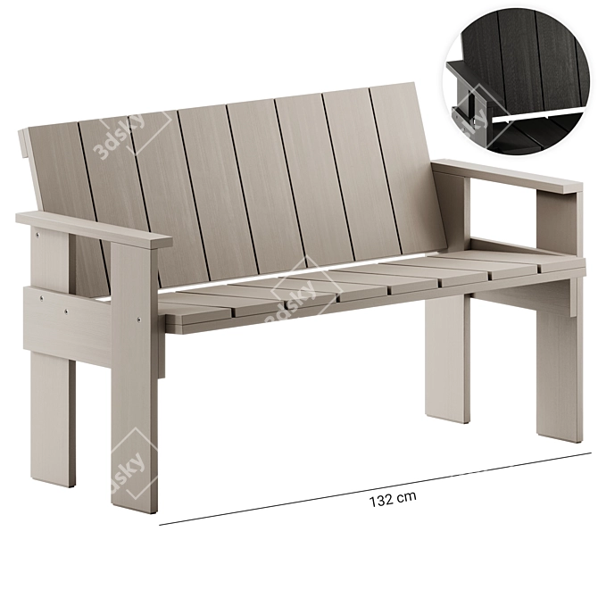 Modern Outdoor Dining Bench: Hay 3D model image 1