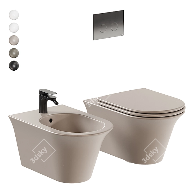 Avigo Wall-Hung WC & Bidet 3D model image 1