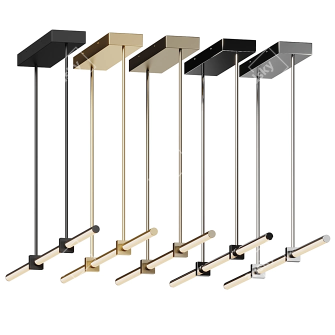 Modern Adjustable LED Linear Pendant 3D model image 5