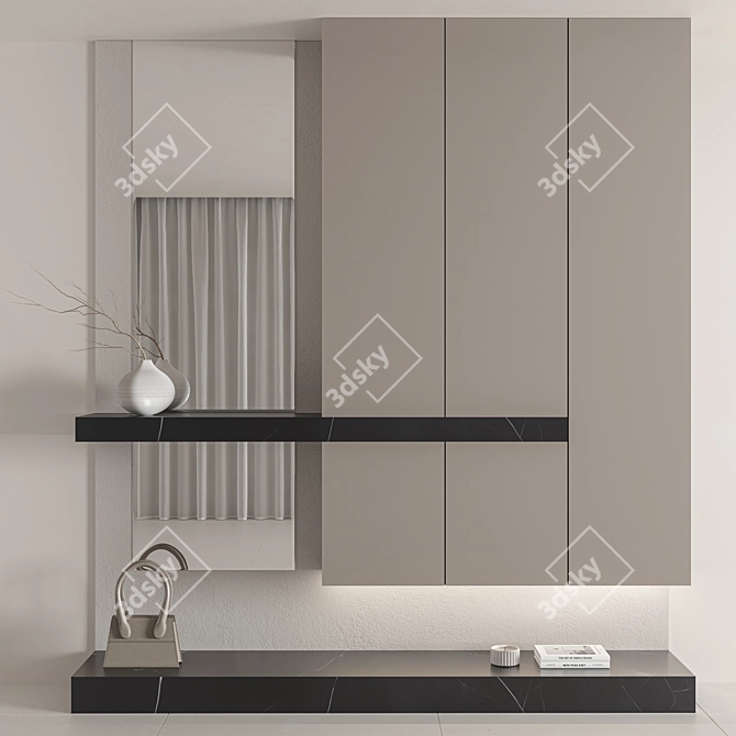 Modern Minimal Hallway Furniture Set 3D model image 1