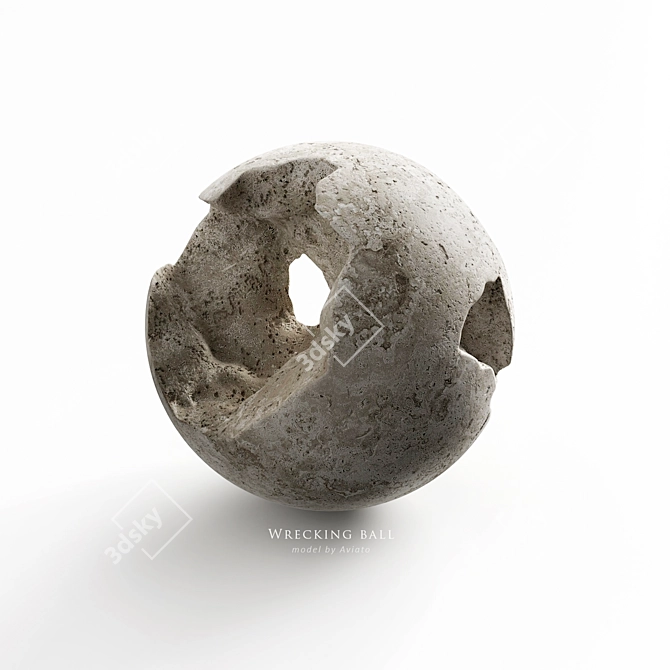 Limestone Sphere in Stone Bowl 3D model image 7