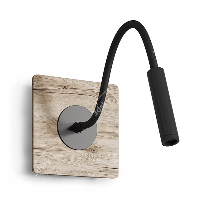 Scandi Wall Light with Wood 3D model image 4