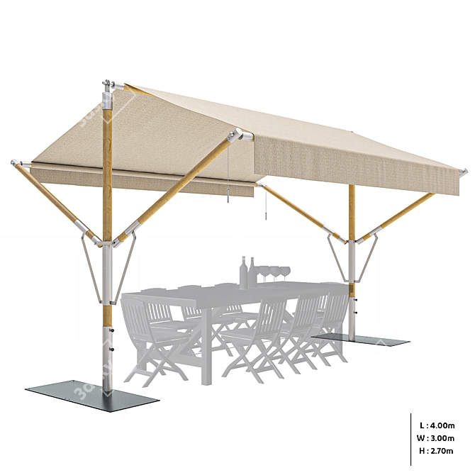 Outdoor Sunshade Cabana Non-Table 3D model image 5